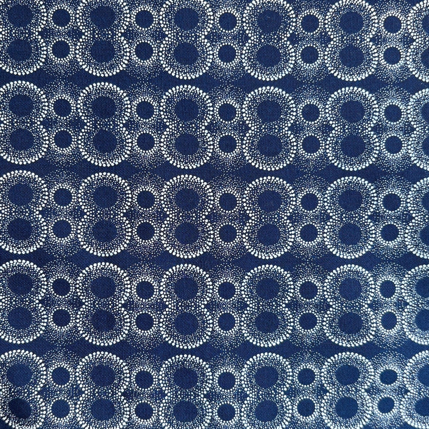Blue Patterened Shwe Shwe Fabric Close up