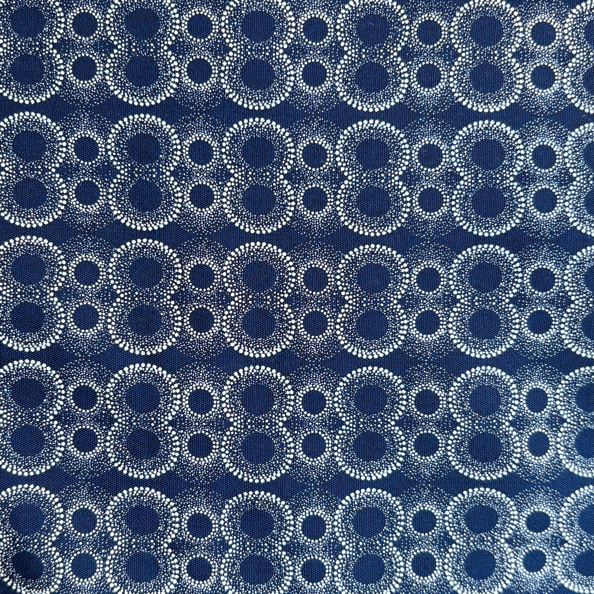 Blue Patterened Shwe Shwe Fabric Close up