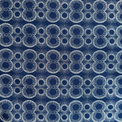 Blue Patterened Shwe Shwe Fabric Close up