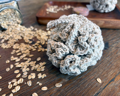 Natural White Crochet loofah close  up